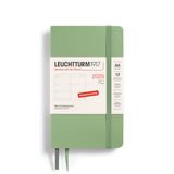 LEUCHTTURM1917 370575 Weekkalender Pocket (A6) 2025, softcover, salie, Duits