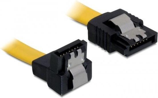Delock SATA600 kabel plat - haaks naar beneden - geel - 0,10 meter