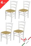 t m c s Tommychairs Venezia - Eetkamerstoelen - Set van 4 - Wit - Rotan & Hout