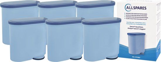 AllSpares Waterfilter (6x) voor Philips/Saeco AquaClean CA6903/22 / CA6903/10 - Wit