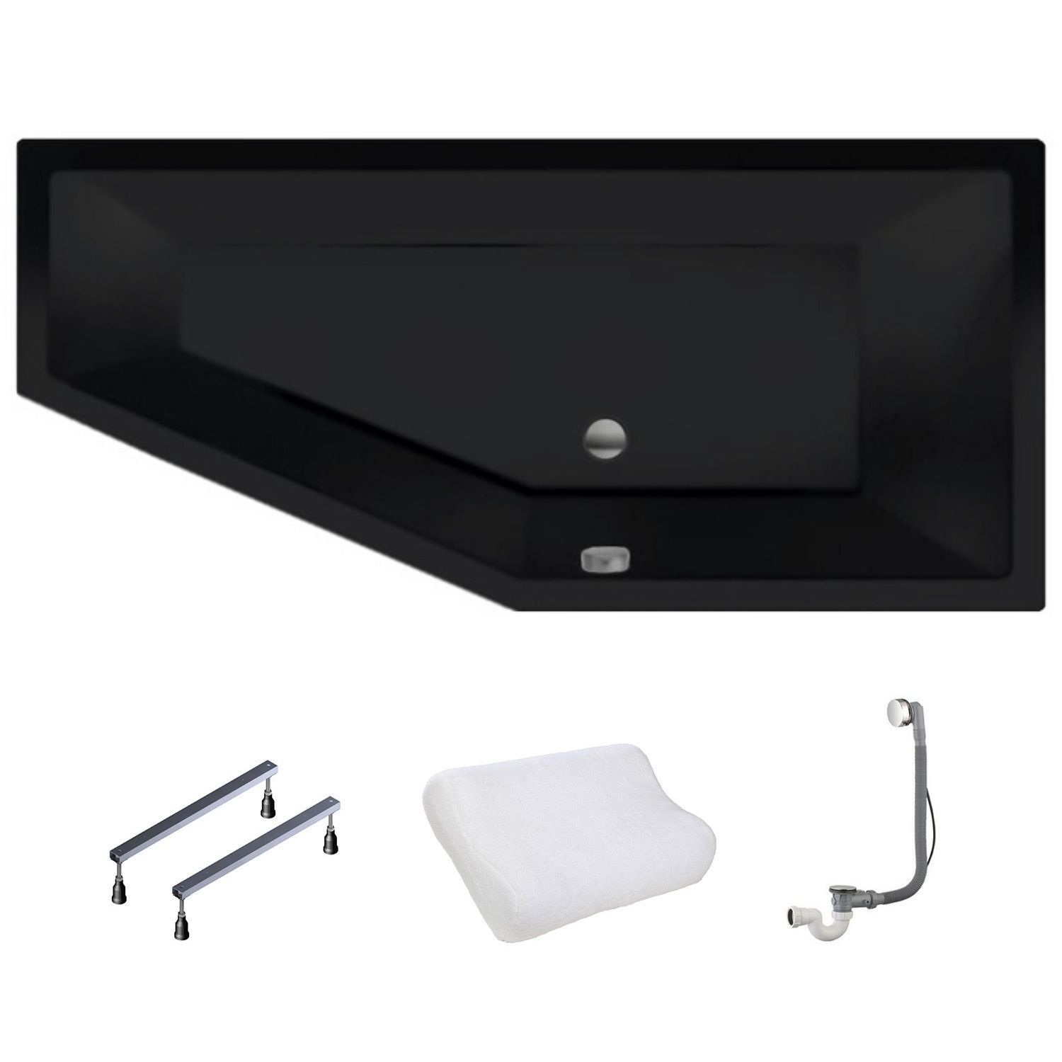 XENZ Society Compact Hoekbad Rechts 180x80 cm - Mat Zwart