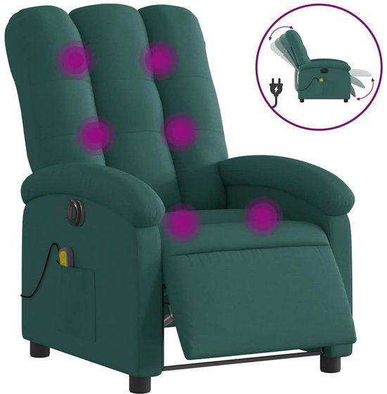 vidaXL Massagestoel elektrisch verstelbaar stof donkergroen