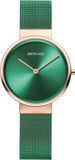 Bering Dames 14531-868 Polshorloge Saffierglas Staal Groen Roze