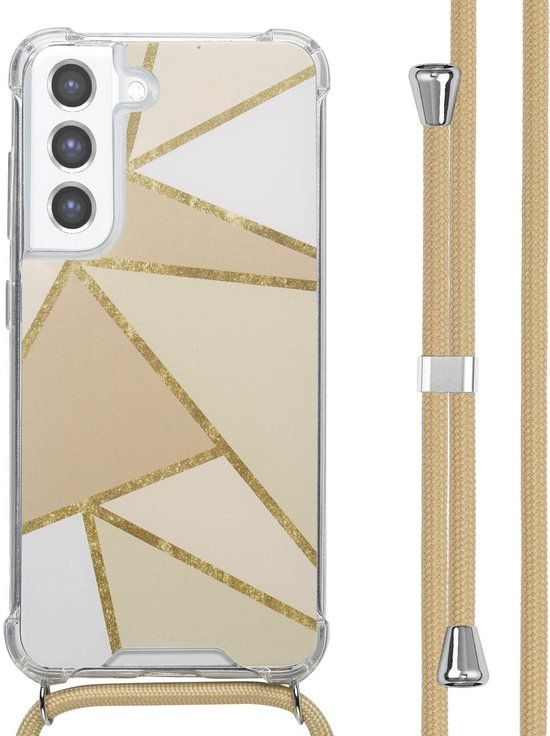 imoshion Hoesje - Geschikt voor Samsung Galaxy S21 FE - Design Hoesje met Koord - Beige Graphic