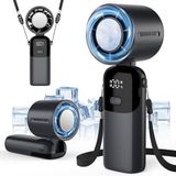 Draagbare ventilator, mini-USB-ventilator met 5 snelheden, 3600 mAh, oplaadbaar, led-display, opvouwbaar, 3-in-1 handventilator voor hand, hals of tafel, voor zomer, reizen en buiten