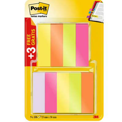 Post-it 670P6+3 - Etiketten - Geel, Groen, Oranje, Roze, Paars