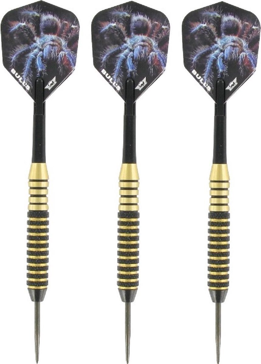 Bulls 3x Set van 3 dartpijlen Tarantula Brass 22 grams - Darten/darts sport artikelen pijltjes messing