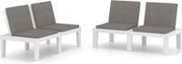 vidaXL Loungebanken 2 st met kussens kunststof wit