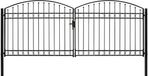 vidaXL Poort met gebogen bovenkant dubbel 400x175 cm staal zwart