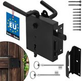 KOTARBAU® Oplegslot 65/60 mm - DIN Links - Deurslot voor Deuren - Poedergecoat Opbouwslot met Deurklink + Deurschild & Sleutel - Stalen Deurslot - Poedergecoat - Retro - Zwart