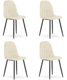 Leobert Chaise - Padva - Lichtbeige veloursstof / Zwarte poten - 44,5 x 53 x 87 cm - Set van 4