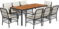 vidaXL 9-delige Tuinset poly rattan zwart