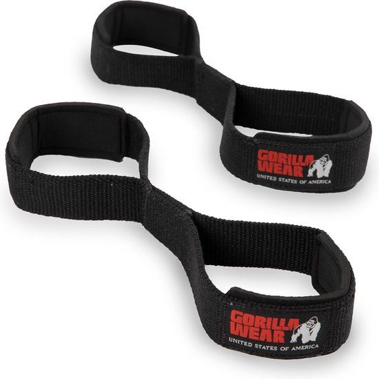 Gorilla Wear Figure 8 Lifting Straps - Zwart - S/M