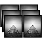 Americanflat 6 Pack 8x10 zwarte fotolijsten met gepolijst glas horizontale en verticale formaten voor muur en tafelblad