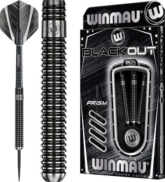 WINMAU Blackout Steeltip Dartpijlen - 25g - Zwart/Zilver
