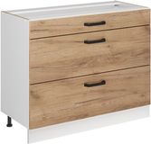 Vicco Keukenonderkast R-Line, Goudkleurig Eiken/Wit, 100 cm zonder werkblad