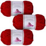 Utopia Crafts Knuffel Super Chunky Chenille Zacht Garen voor Breien en Haken, 3X 100g (kers)