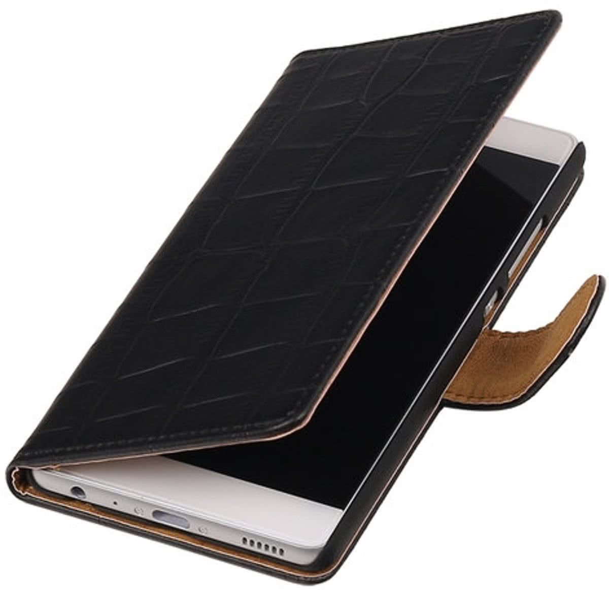 Best Cases Zwart Krokodil booktype wallet cover hoesje voor Huawei Mate 8
