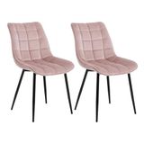 WOLTU® BH142rs-2 Eetkamerstoel set van 2 keukenstoel fluwelen zitting stabiele metalen poten, roze