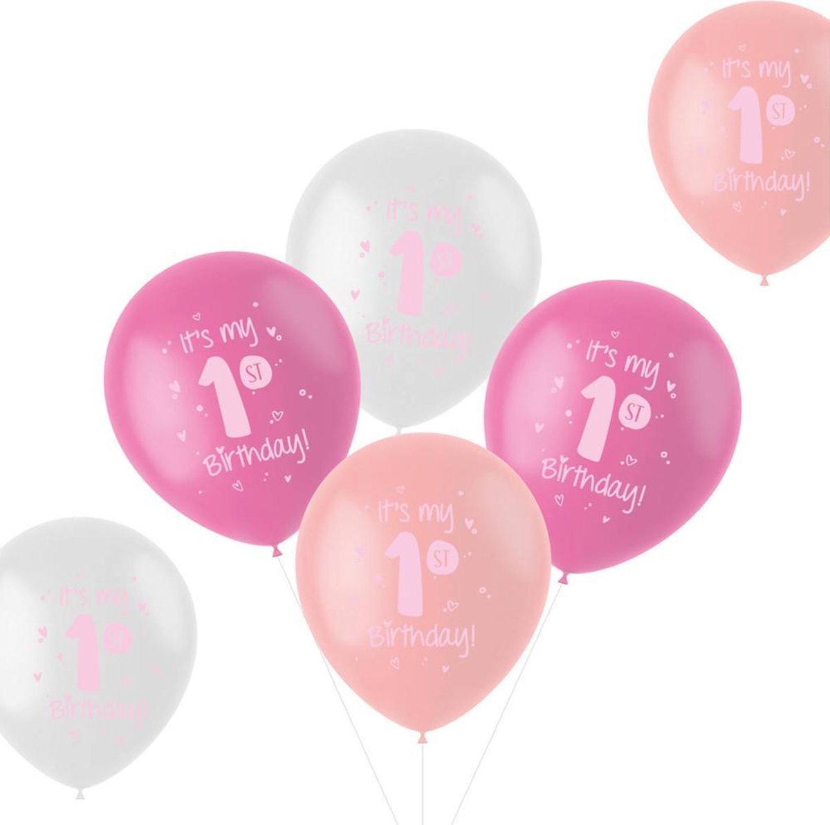 Folat Ballonnen Set 'It's my 1st Birthday!' Roze - 6 stuks