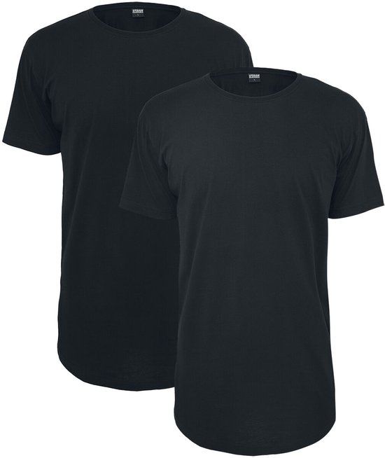 Urban Classics Pre-Pack Shaped Long Tee 2-Pack Heren T-shirt - Zwart - XS