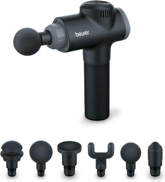 Beurer MG 180 Massage Gun - Mini Massageapparaat - 3 Intensiteitsstanden - 6 Opzetstukken - 3 uur draadloos - Antraciet