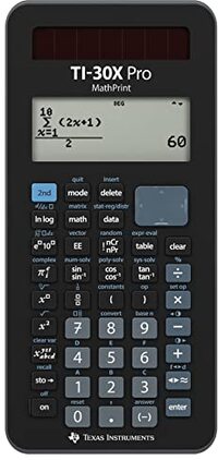 Texas Instruments TI-30X Pro Mathprint Schoolrekenmachine (4-regels display met hoge resolutie, zonne-energie en batterijwerking), zwart