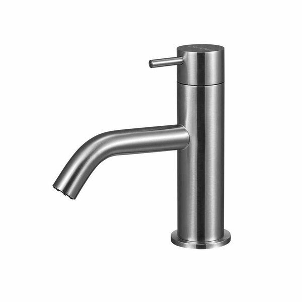 Qisani Flow opbouw wastafelkraan 14.5cm hoog met 11cm uitloop Geborsteld Rvs 25600.02