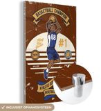 MuchoWow® Glass Painting 40x60 cm - Acrylic Glass Painting - Mancave - Basketball - Vintage - Quotes - Photo on Glass - Paintings