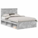 vidaXL Bedframe met hoofdeinde Beton 120 x 200 cm Massief grenenhout