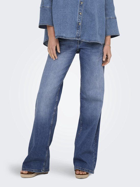 ONLY - ONLJUDY LW WIDE LEG DNM TAI EPP - Dames - Jeans - Medium Blue Denim - 32/32