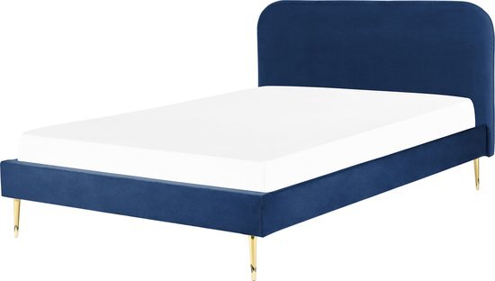 FLAYAT - Tweepersoonsbed - Blauw - 180 x 200 cm - Fluweel