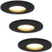 HOFTRONIC Set van 3 Badkamer inbouwspots LED Porto - IP44 Waterdicht - GU10 - Dimbaar - 5W - 450 Lumen - 2700K Warm wit - Aluminium Mat Zwart - Ø 73 mm