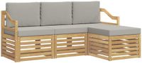 vidaXL - Bank loungeset - 4 zitplekken - Polyester - Wit en lichtgrijs