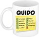 Bellatio Decorations Naam mok Quido - wit - top gozer - keramiek - 300 ml - cadeau collega beker
