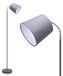 Lampe avec interrupteur au pied, douille E14, abat-jour en tissu gris, métal, style vintage