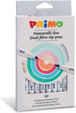 Primo P610PENDP10 verschillende kleuren Dual Tip Fibre Pennen (10-delig)