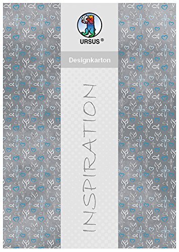 Ursus 62294602F - designkarton Religion, 200 g/m², 5 vellen, DIN A4, blauw/grijs