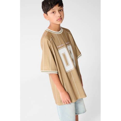 Shoeby oversized gestreept T-shirt met tekst - oudroze
