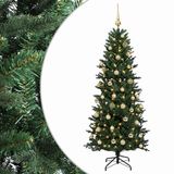 vidaXL Kunstkerstboom met kerstbal 120 cm 150 LED's Warmwit PVC en PE
