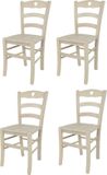 t m c s Tommychairs Cuore - Eetkamerstoelen - Set van 4 - Wit - Hout