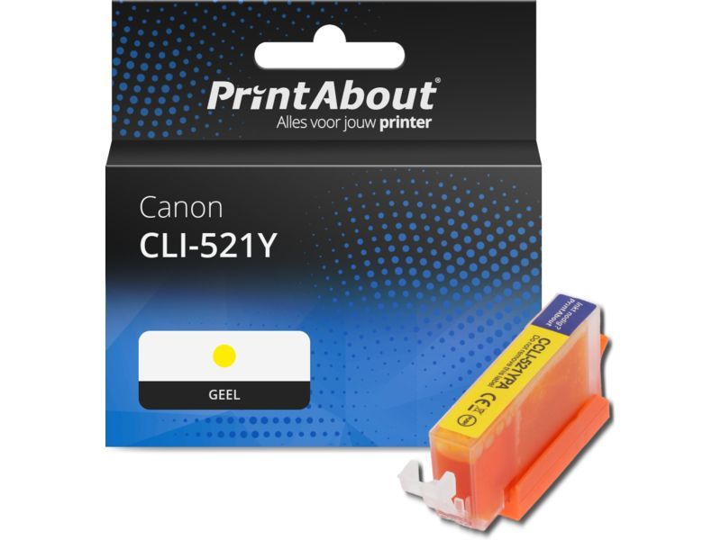 PrintAbout Inktcartridge CLI-521Y Geel geschikt voor Canon