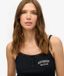 Superdry Athletic Essentials camitop met knopen en borduursel - Dames - Vesten - Coton/Polyester - Mouwloos - Ronde hals - Heuphoogte - Eclipse navy - UK16/EU44