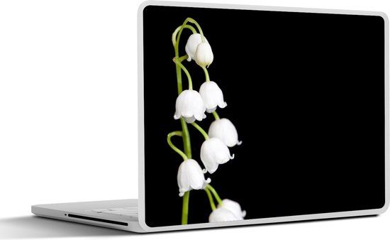 SleevesAndCases Laptop sticker - 17.3 inch - Lelietjes van dalen - Bloemen - Zwart - Flora - 40x30cm
