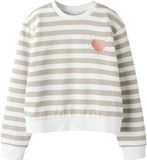 NAME IT - NKFBELL SHORT NREG LS SWE BRU PS NOOS - Meisjes - Sweaters - Katoen - Lange mouw - Ronde hals - Gestreept - Cloud Dancer - 146/152