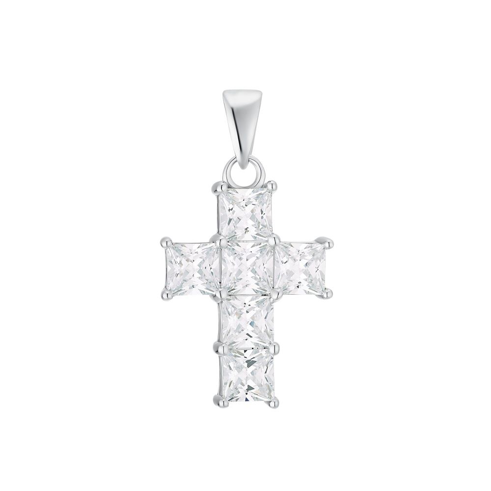 amor Motif Tag for Women, 925 Sterling Silver Zirconia (synth.) | Cross Charms & Pendants Women