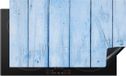 Merkloos KitchenYeah® Inductie beschermer 91.6x52.7 cm - Blauwe muur met een planken structuur - Inductiebeschermer voor inductiekookplaat