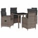 vidaXL Buiten Eettafel Set 5-delig Lichtgrijs en Donkergrijs Poly Rotan