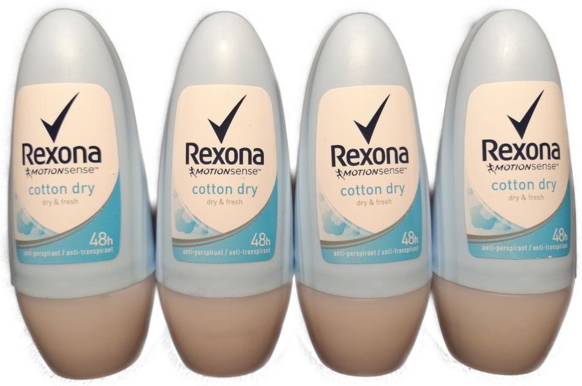 Rexona - Deoroller - Cotton Dry - Anti Perspirant - Anti Transpirant - 50 ml - 48 HR - Voordeelverpakking 4 x 50 ml