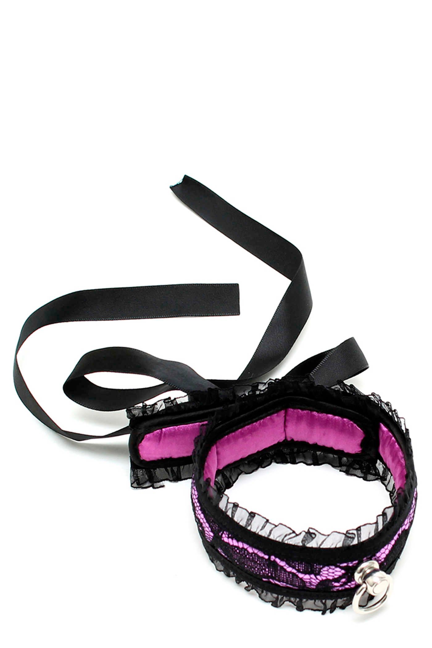 Bondage Play Halsband Satin Look Collar Zwart